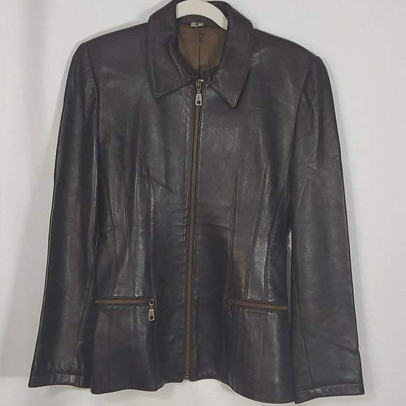 Glenview Y2K Brown Lamb's Sheep's Leather Jacket S Made In Spain - Picture 9 of 9